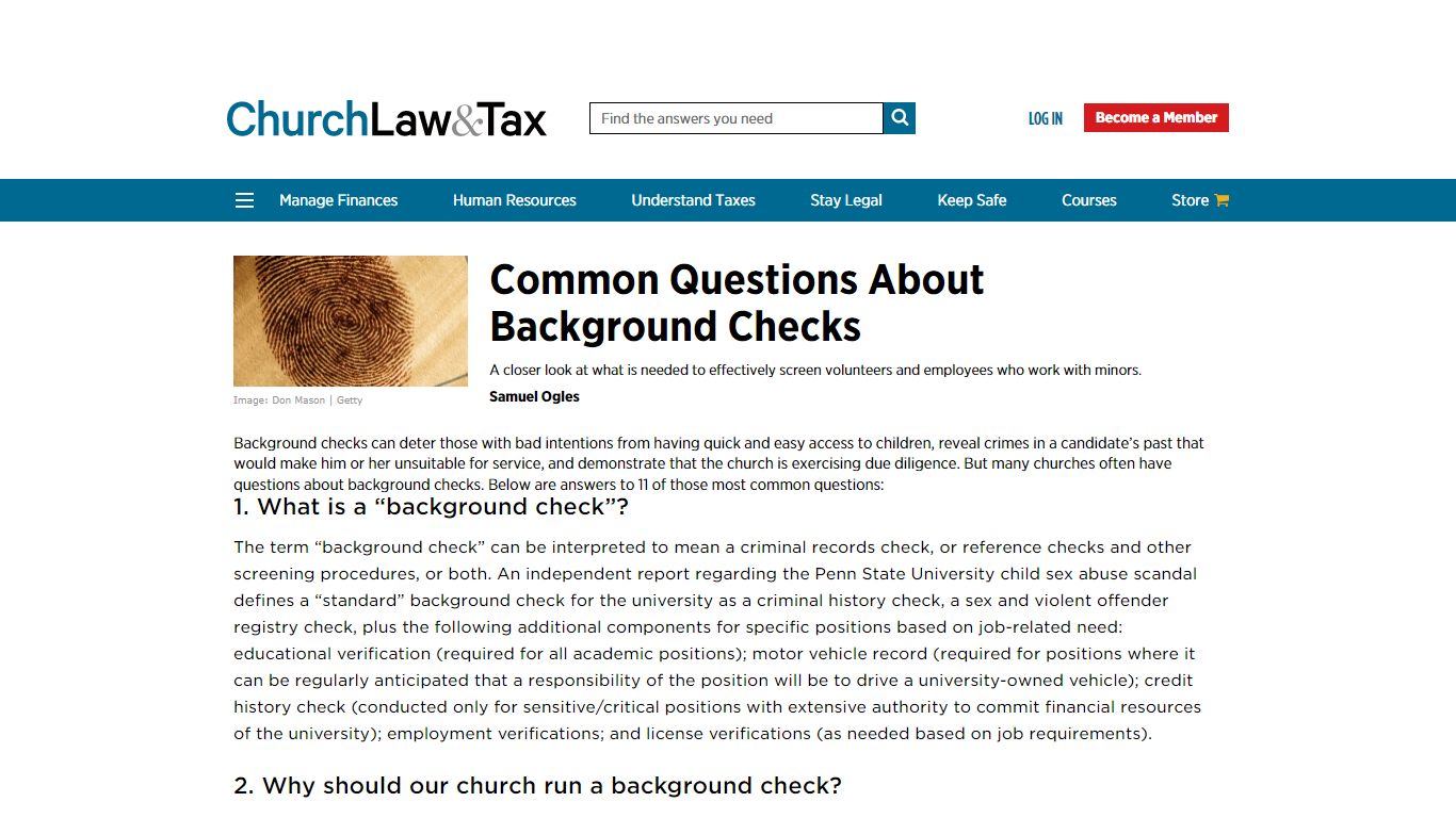 Common Questions About Background Checks | Church Law & Tax