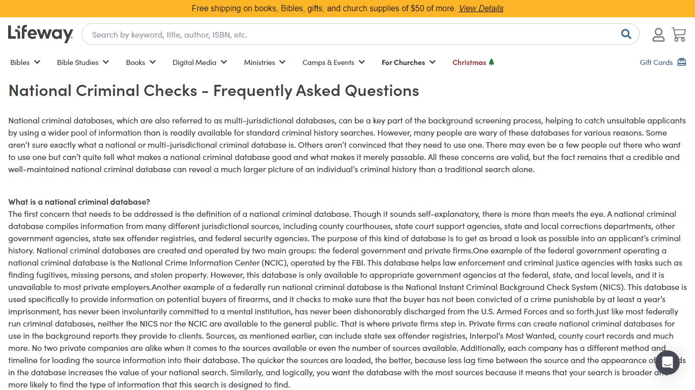 Background Checks FAQ | Lifeway